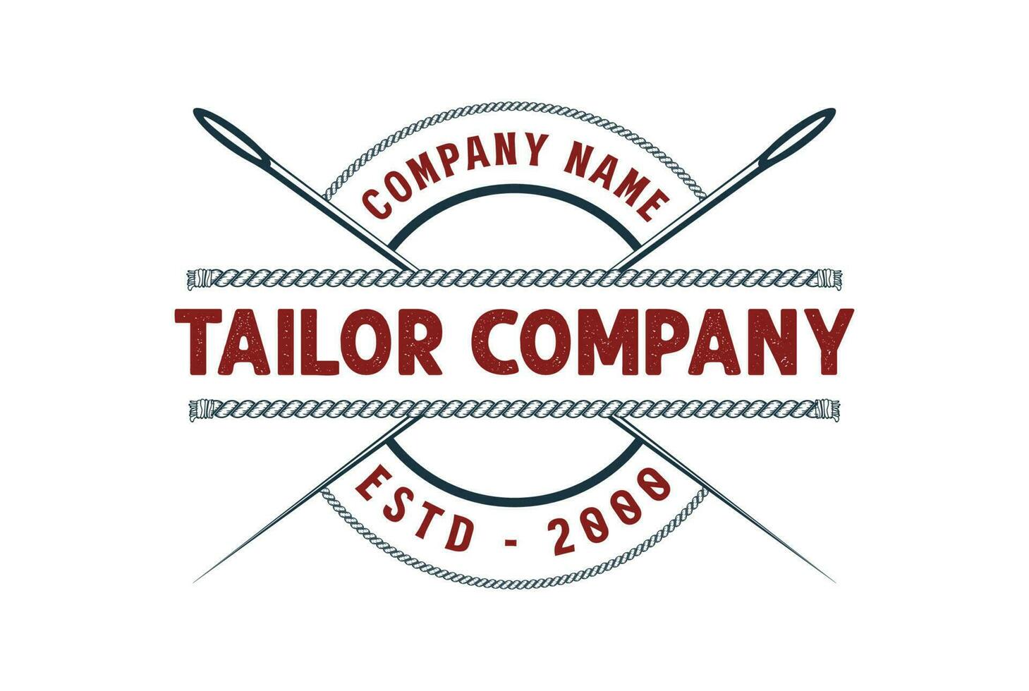 Vintage Retro Crossed Needle with Yarn Badge Emblem for Tailor Tailoring Sewing Fashion Cloth Apparel or Hand Craft Logo vector