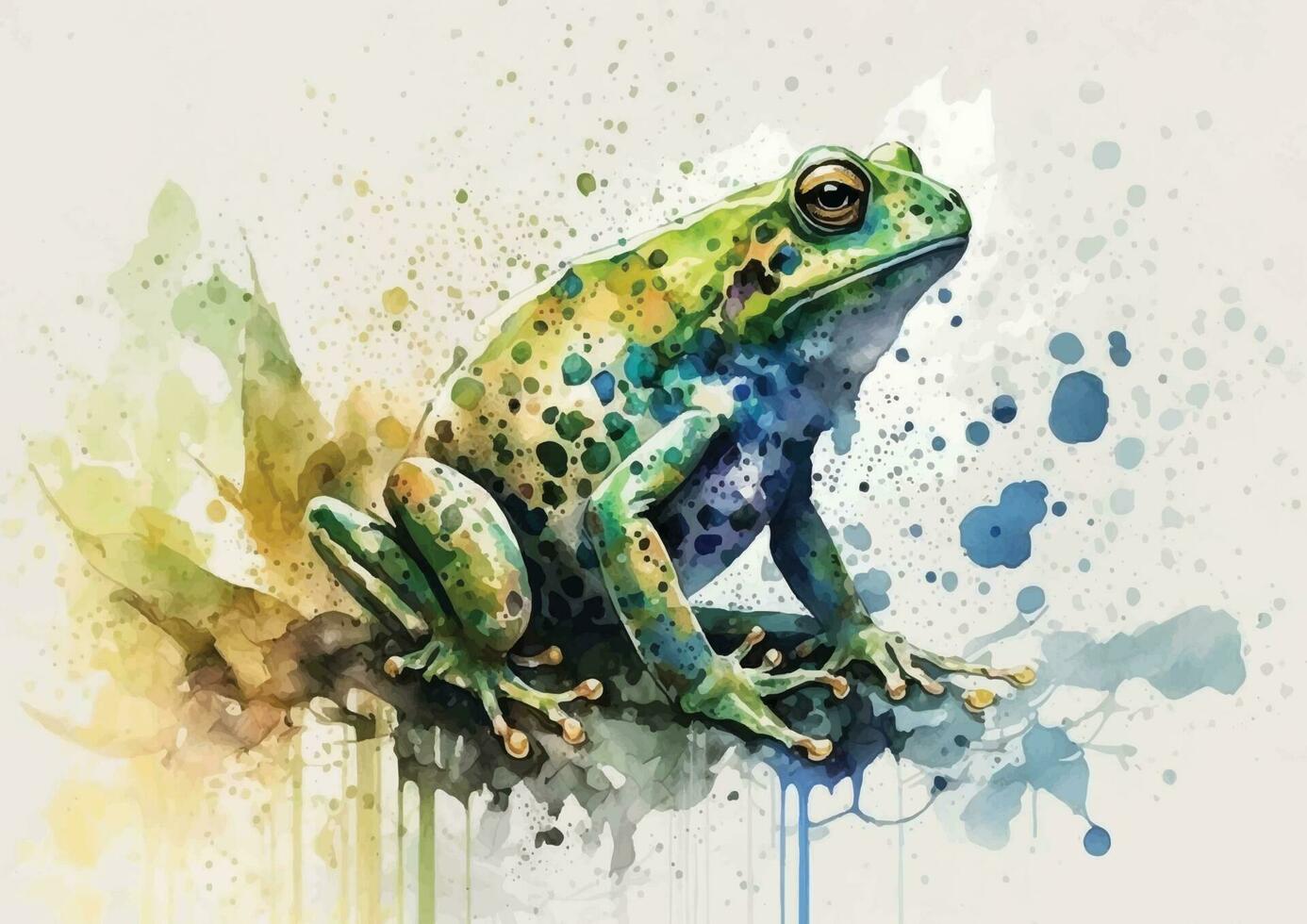 Experience the joy of nature with these whimsical watercolor vector illustrations of frogs and their surroundings