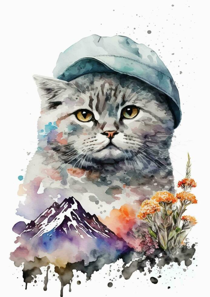 un angora de gato elegancia y encanto un acuarela celebracion vector