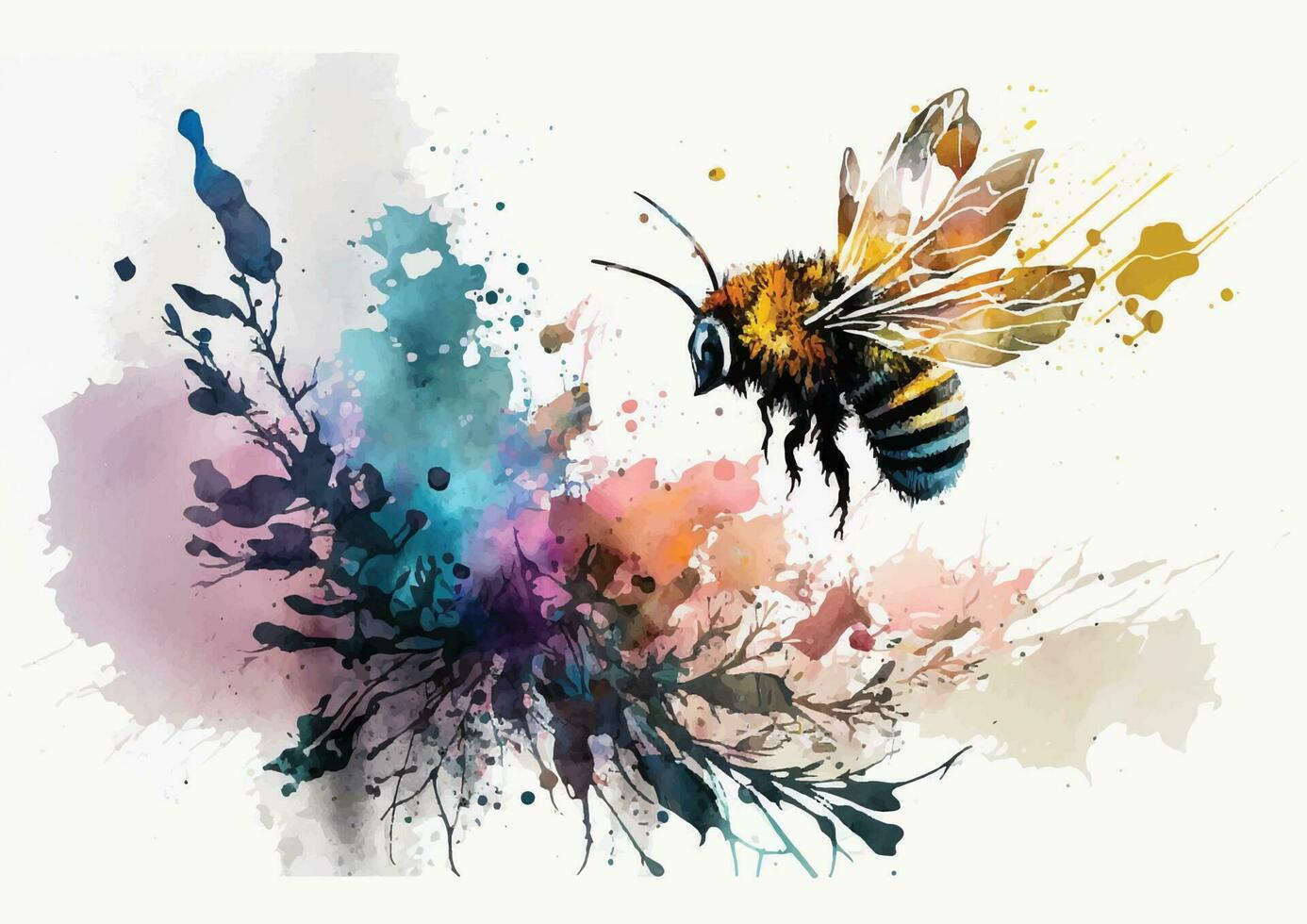 de la naturaleza belleza en acuarela cautivador vector diseños de abejas