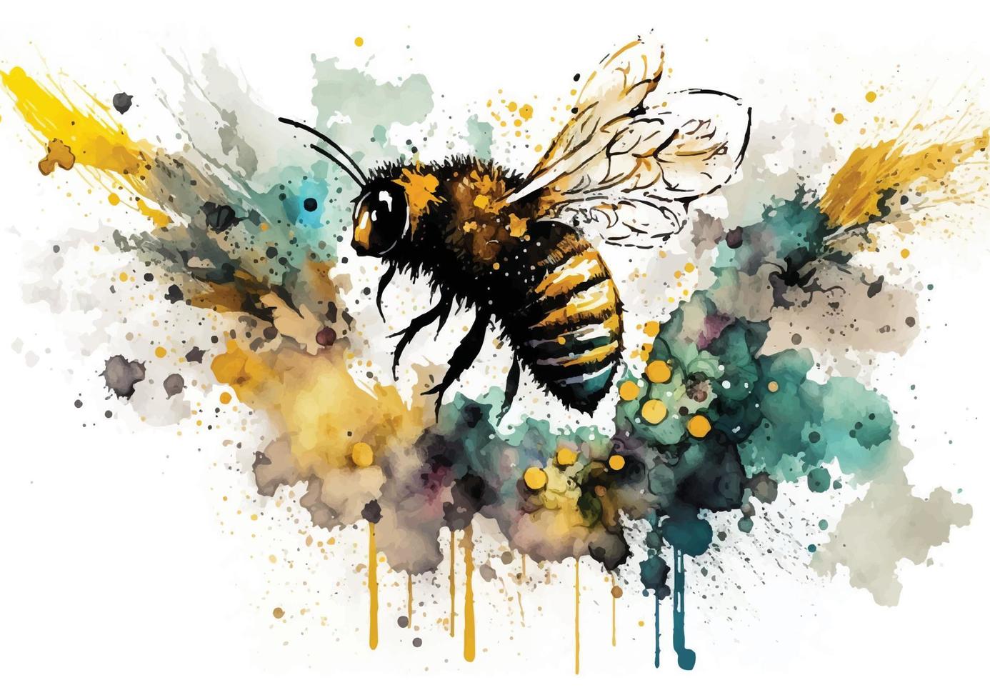 Fly High with Watercolor Bees Vector Designs that Sting with Beauty