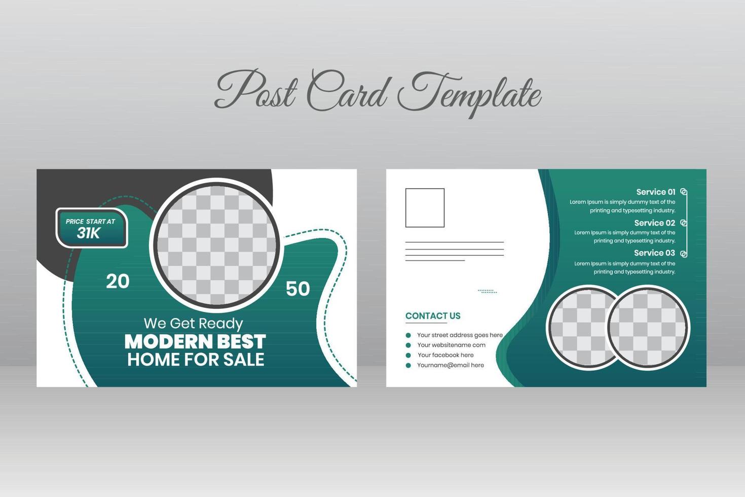 Real Estate Postcard Template Design vector