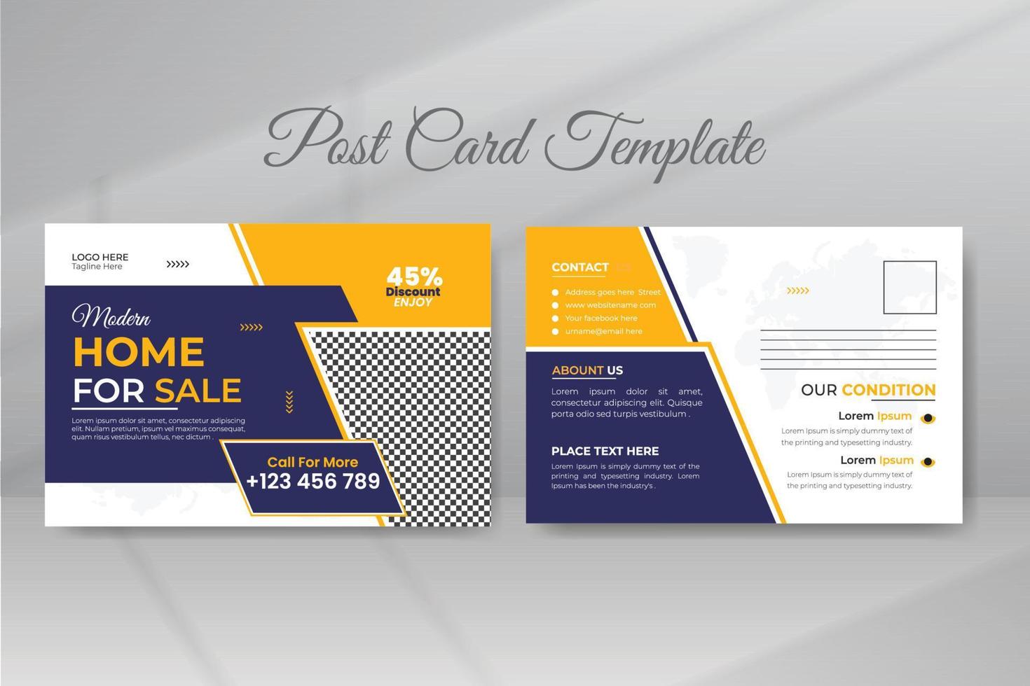 Real Estate Postcard Template Design vector