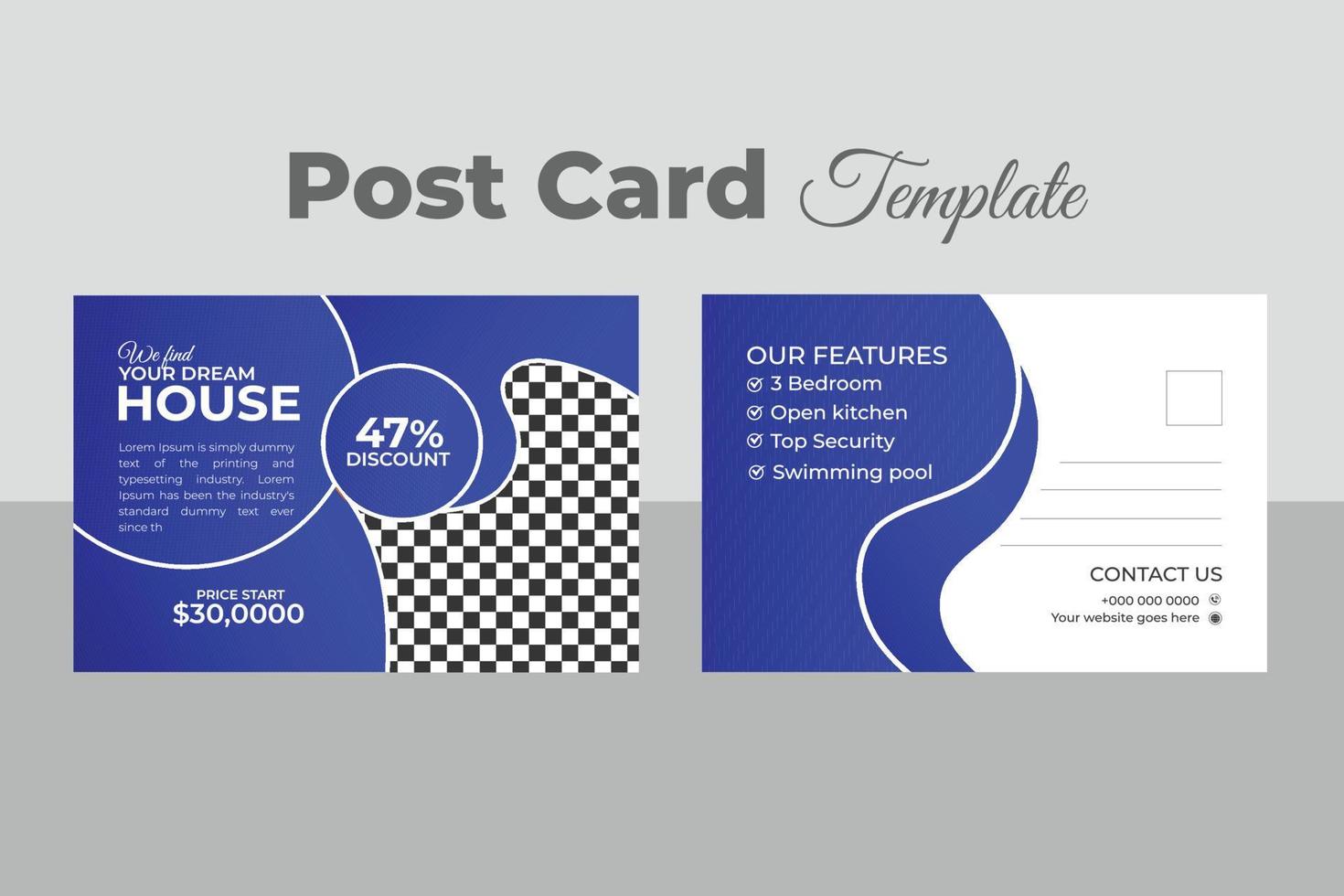Construction Postcard Template Design vector