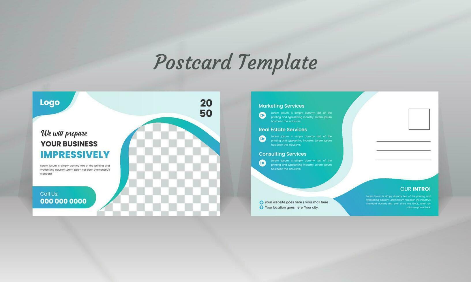 Construction Postcard Template Design vector