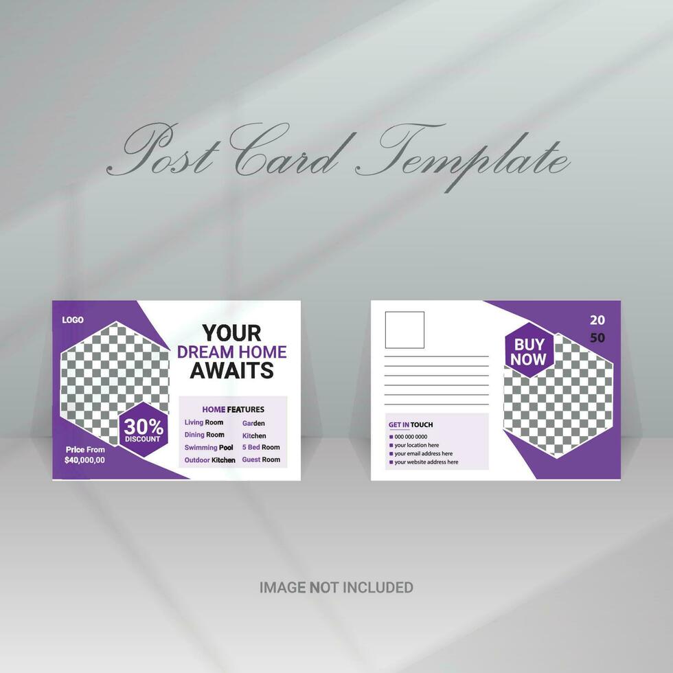 Real Estate Postcard Template Design vector