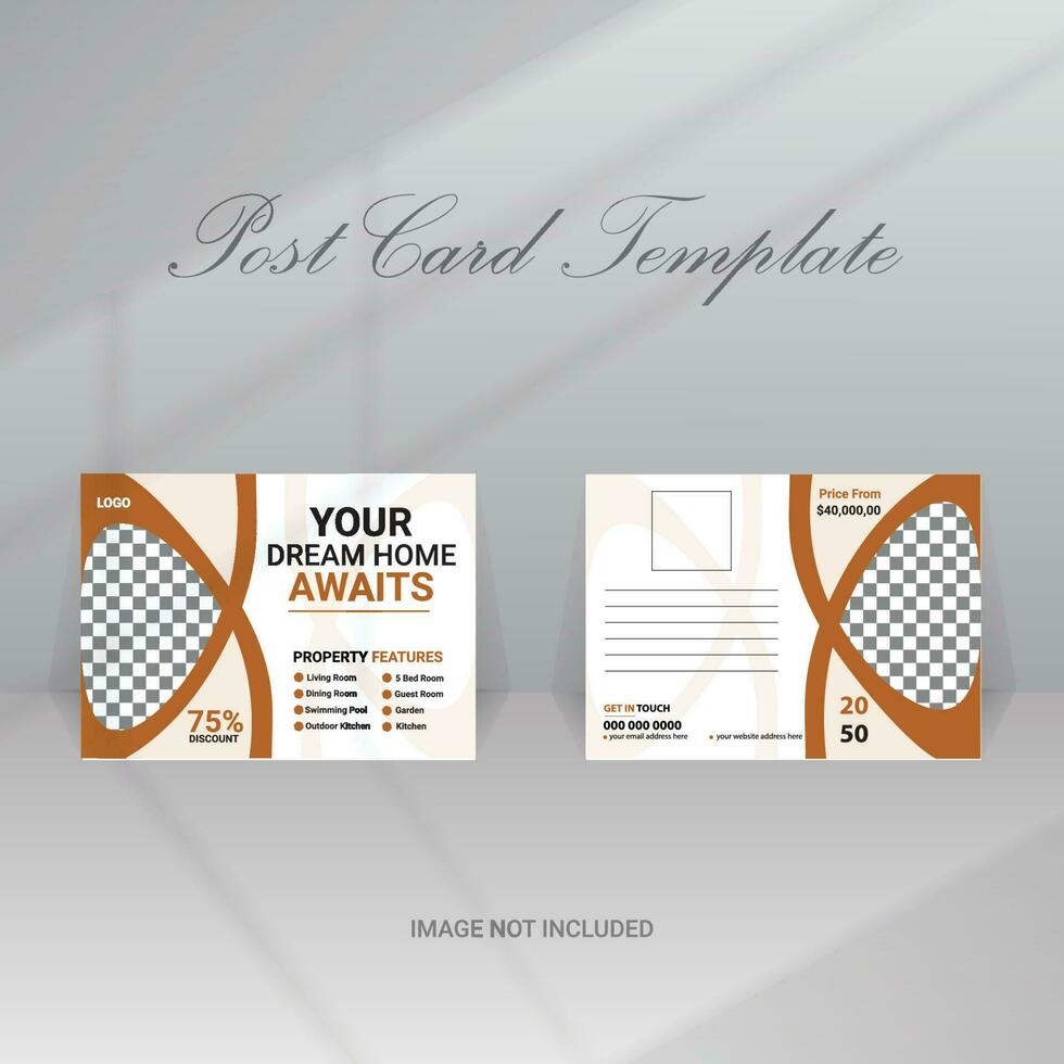 Real Estate Postcard Template Design vector