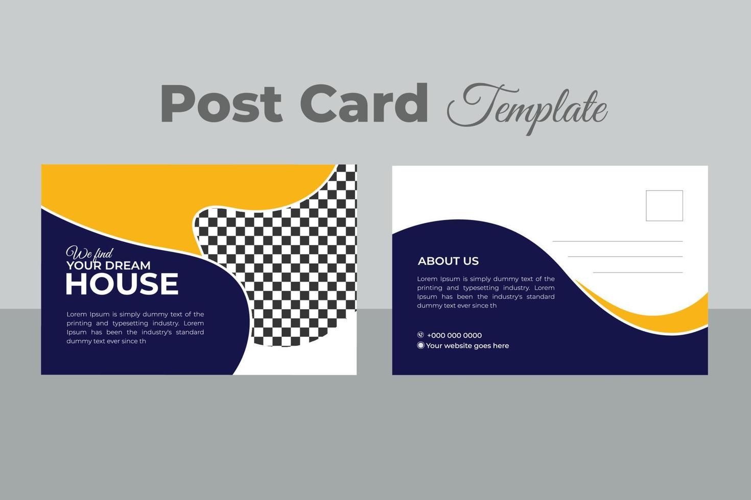 Construction Postcard Template Design vector