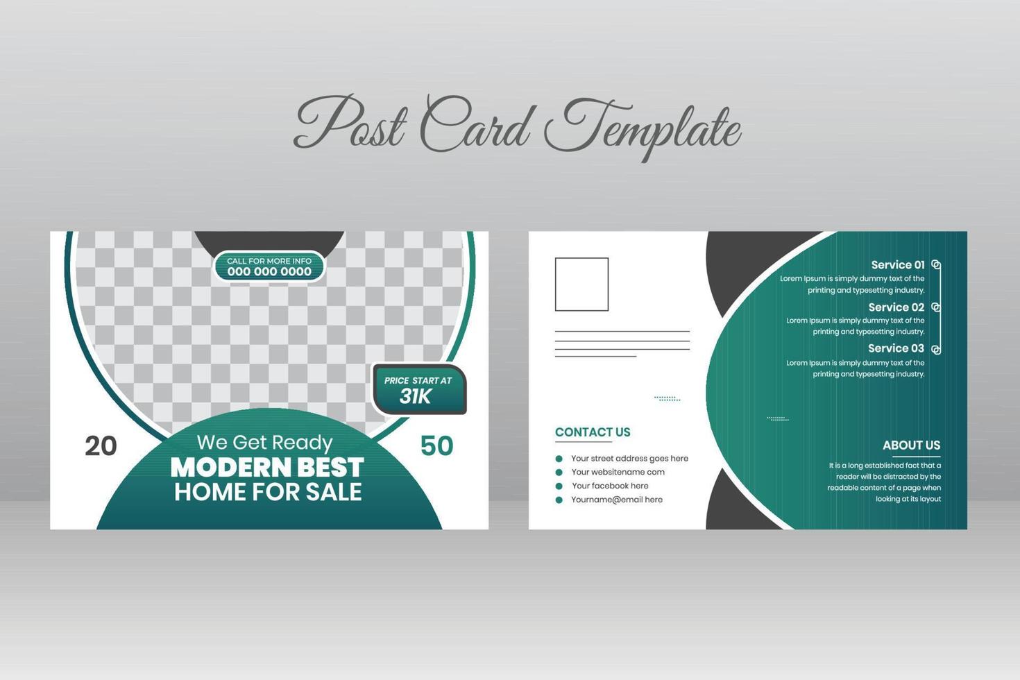 Real Estate Postcard Template Design vector