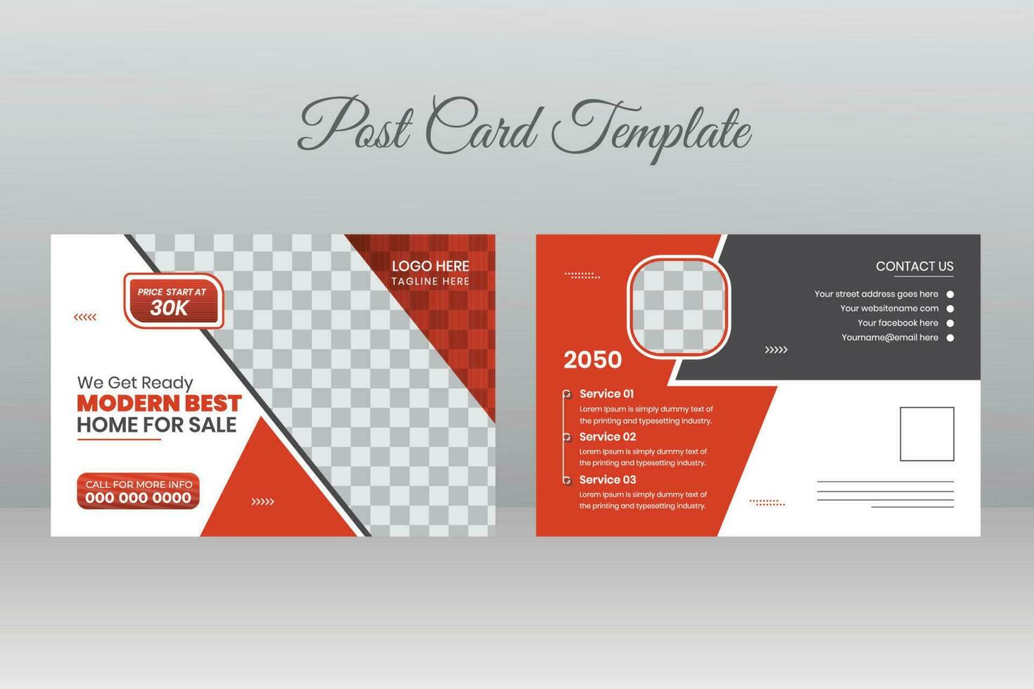 Real Estate Postcard Template Design vector