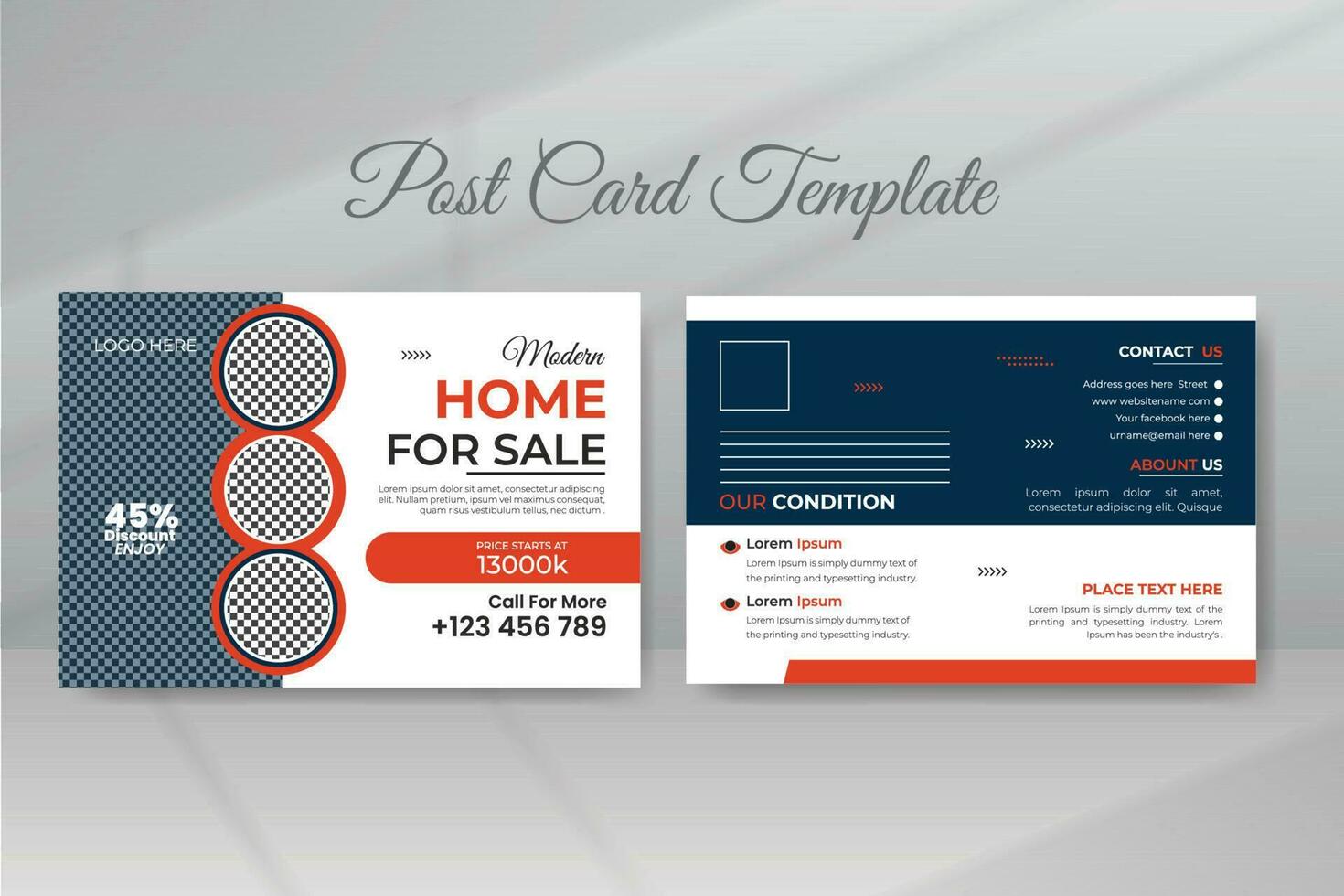 Real Estate Postcard Template Design vector