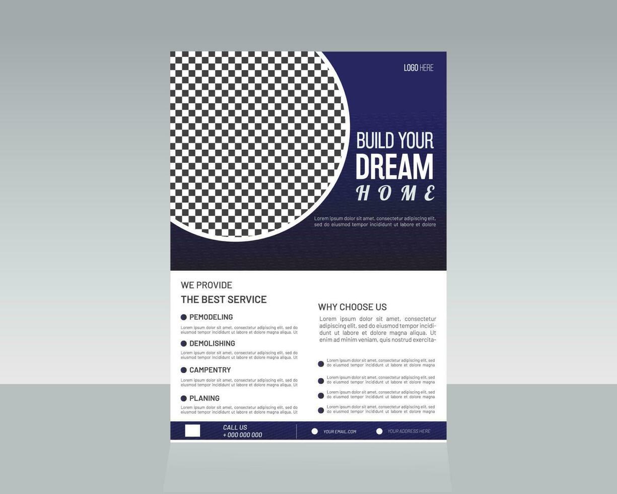 construction flyer template design vector