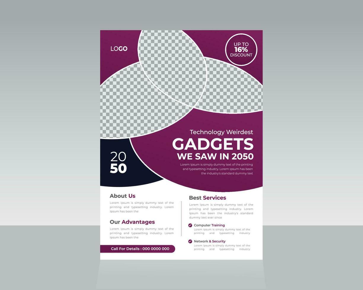 Technology Flyer Template Design vector