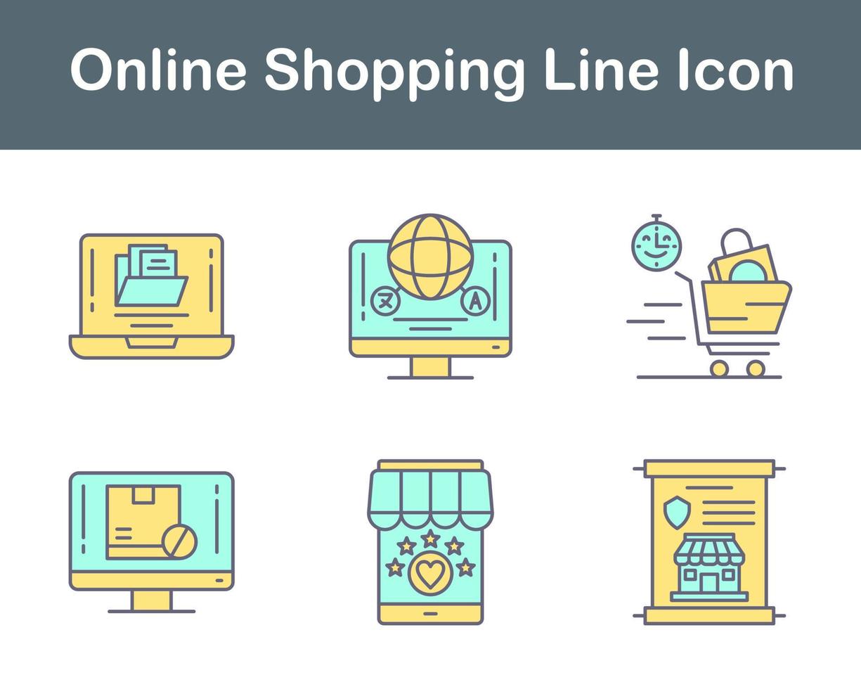 conjunto de iconos de vector de compras en línea