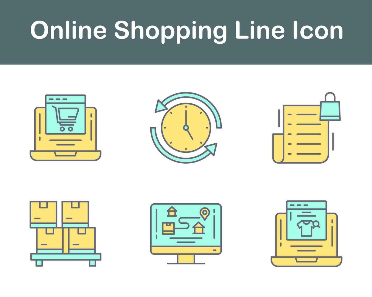 conjunto de iconos de vector de compras en línea