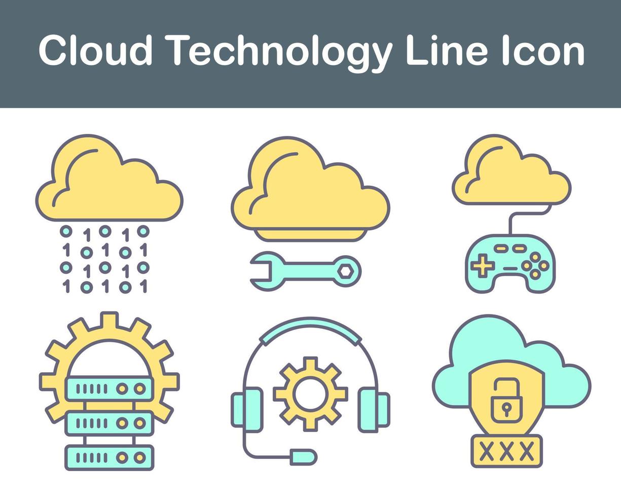 nube tecnología vector icono conjunto