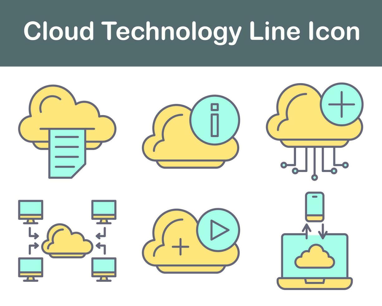 nube tecnología vector icono conjunto