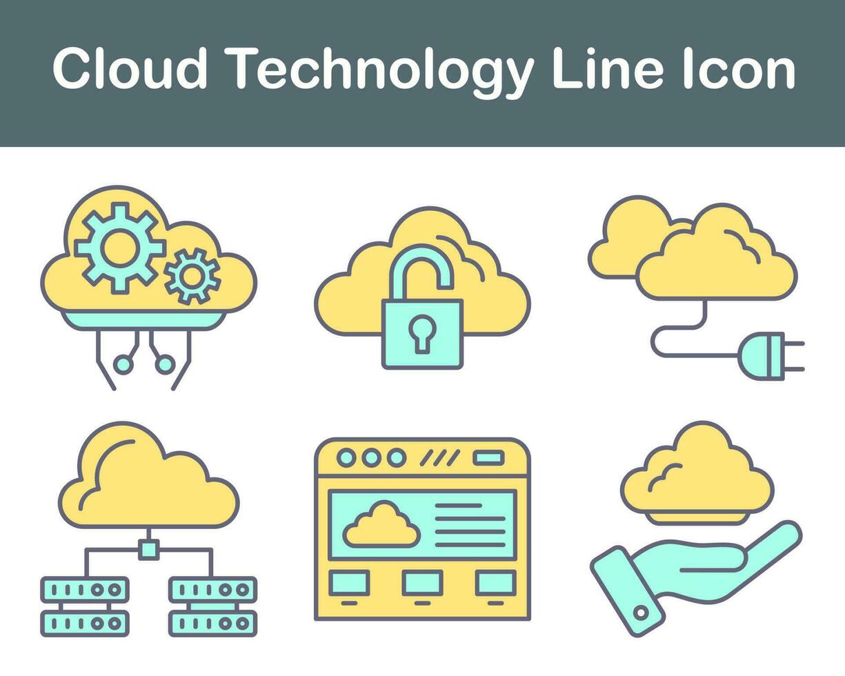 nube tecnología vector icono conjunto