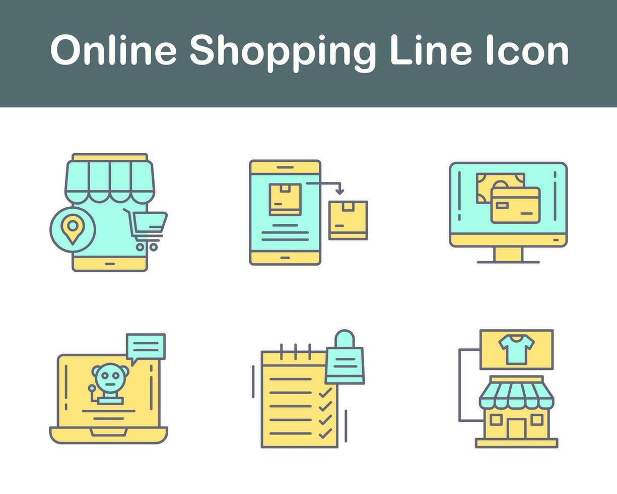 conjunto de iconos de vector de compras en línea