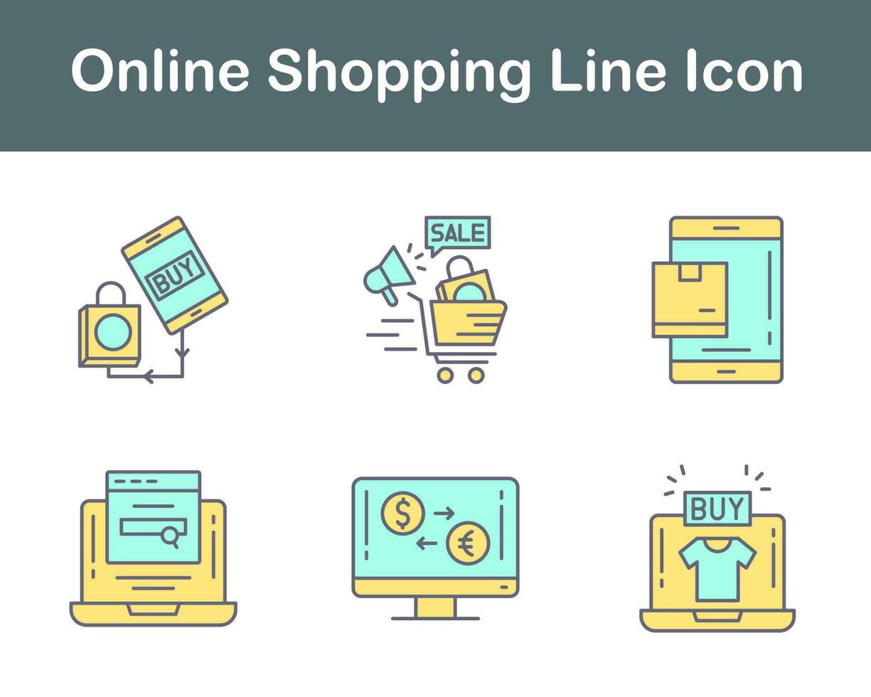 conjunto de iconos de vector de compras en línea