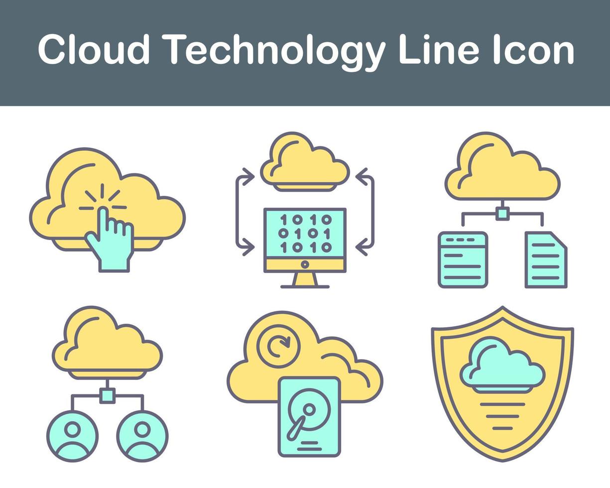 nube tecnología vector icono conjunto