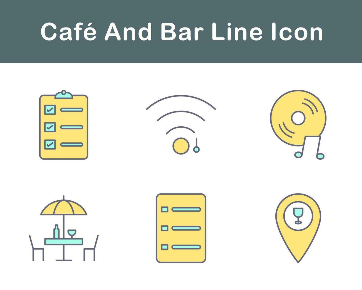 café y bar vector icono conjunto