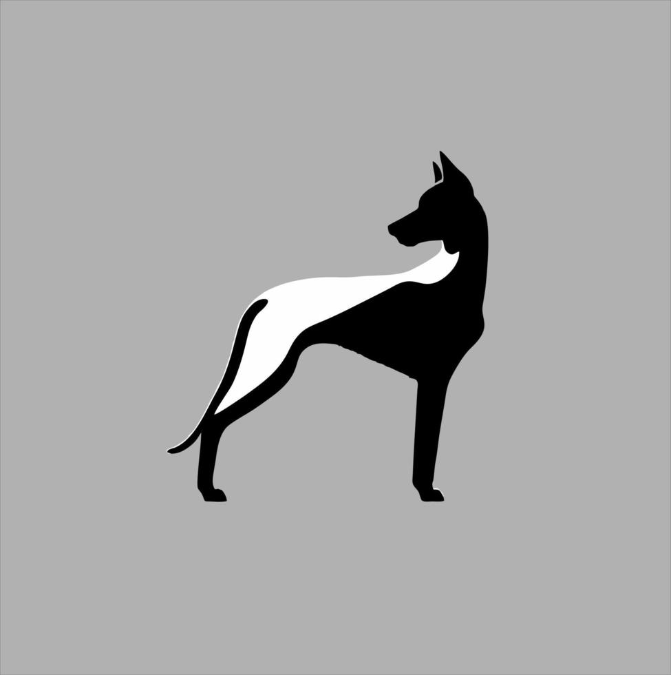 Black silhouette Vector design of a dog isolated on white background