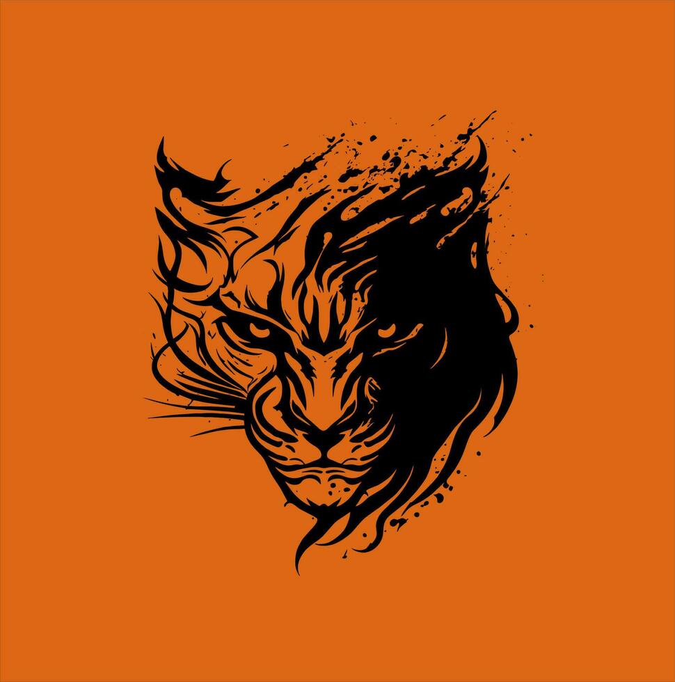 Vector tiger head, face for retro logos, emblems, badges, label templates and t-shirt vintage design elements.