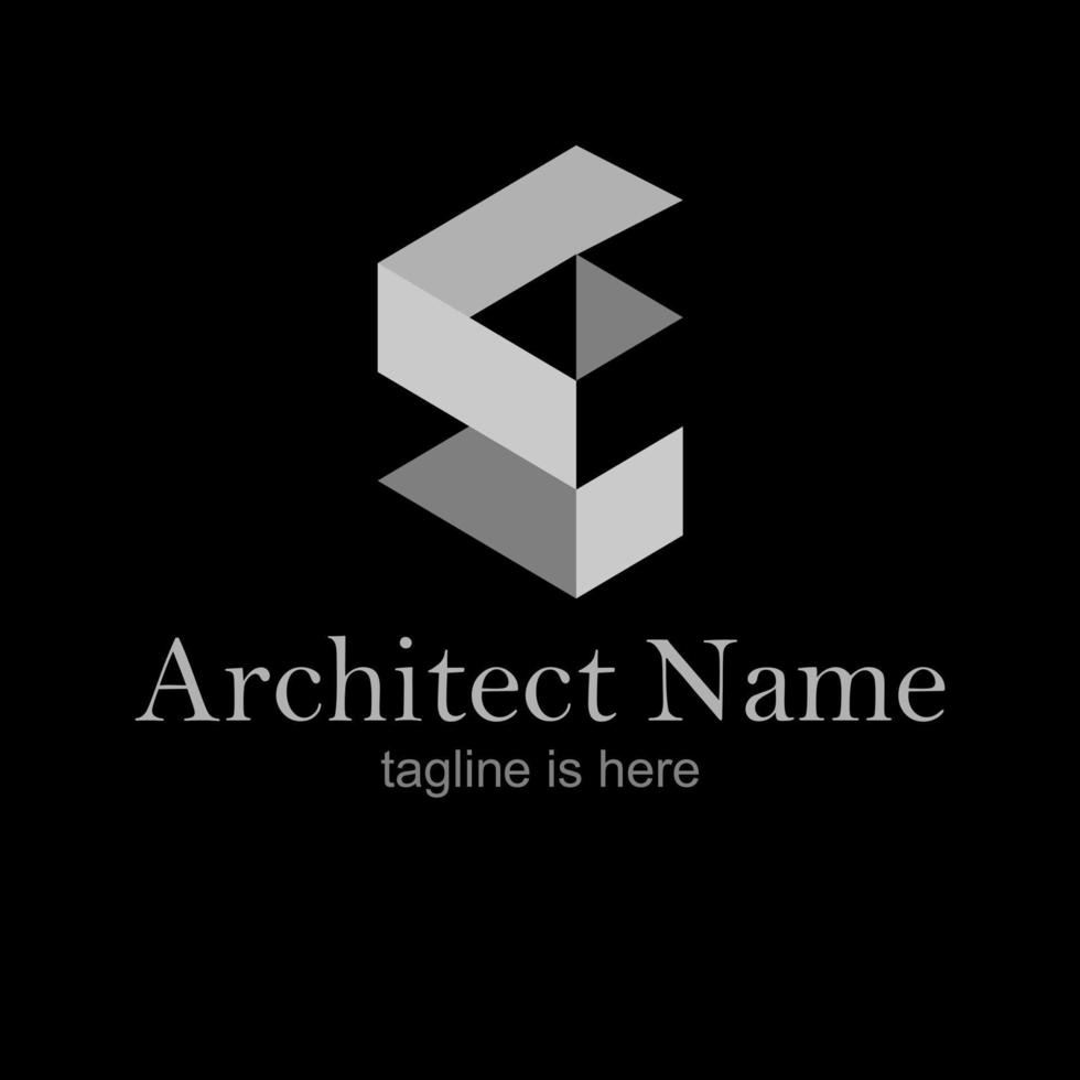 Logo template with simple architect design on black background. Vector Illustrator