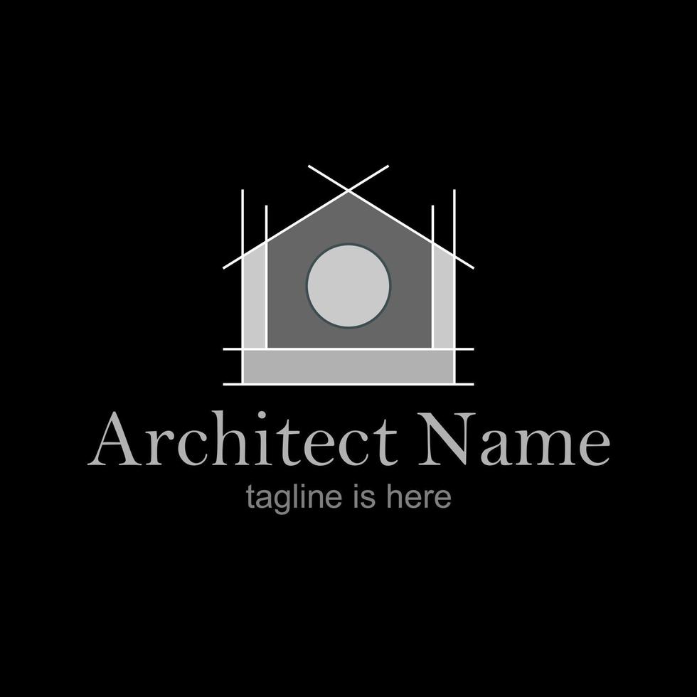 Logo template with black background architect design. Vector Illustrator