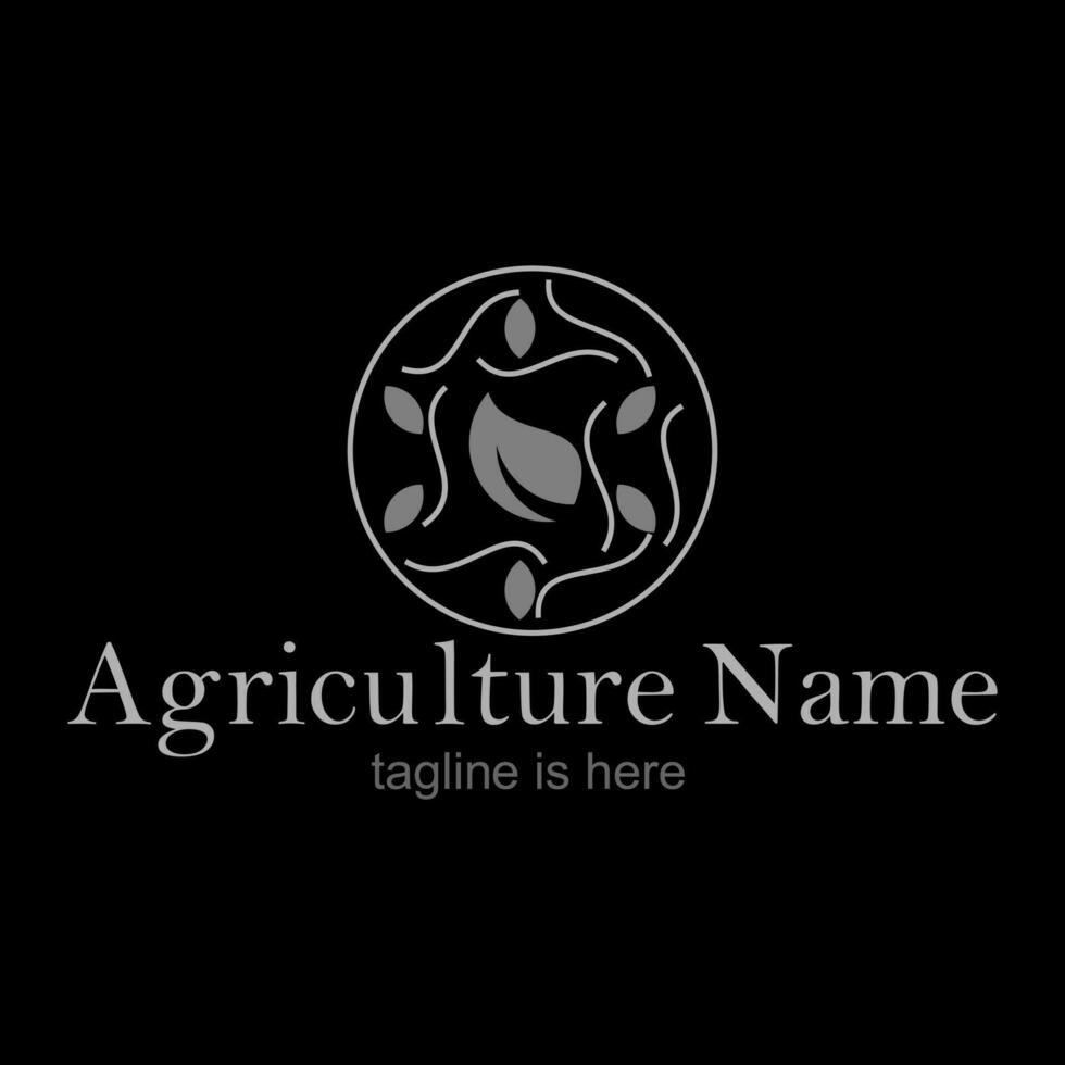 Logo template with simple agriculture design on black background. Vector Illustrator