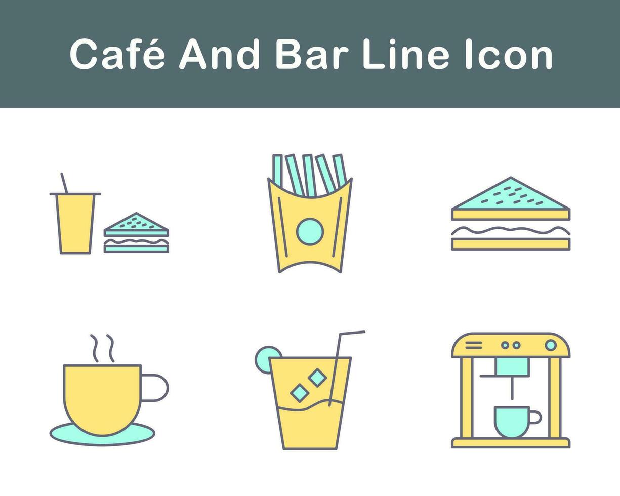 café y bar vector icono conjunto