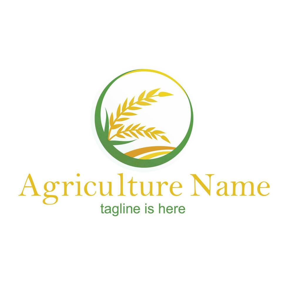 Logo template with agriculture design with rice image. Vector Illustrator