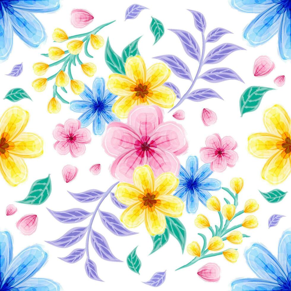 hermosa acuarela floral sin costura modelo vector