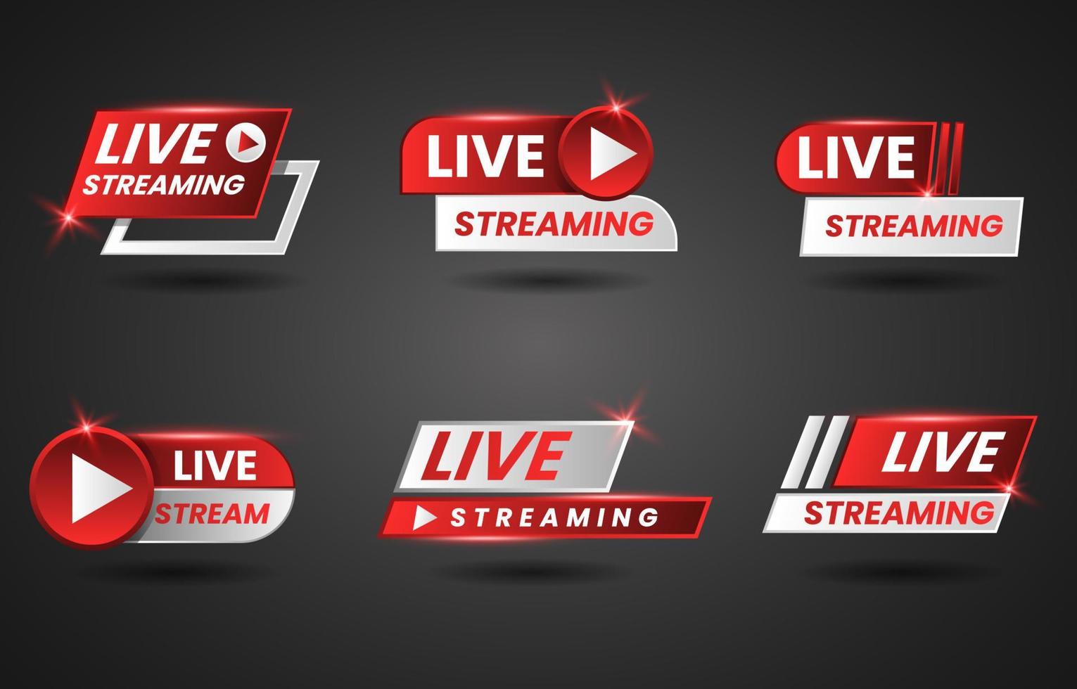 Set Live Streaming Badges Collection vector