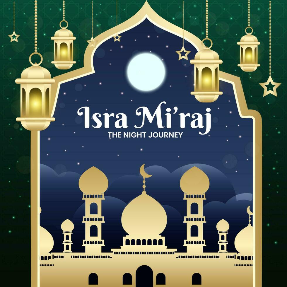 Isra Miraj Background with Mosque vector