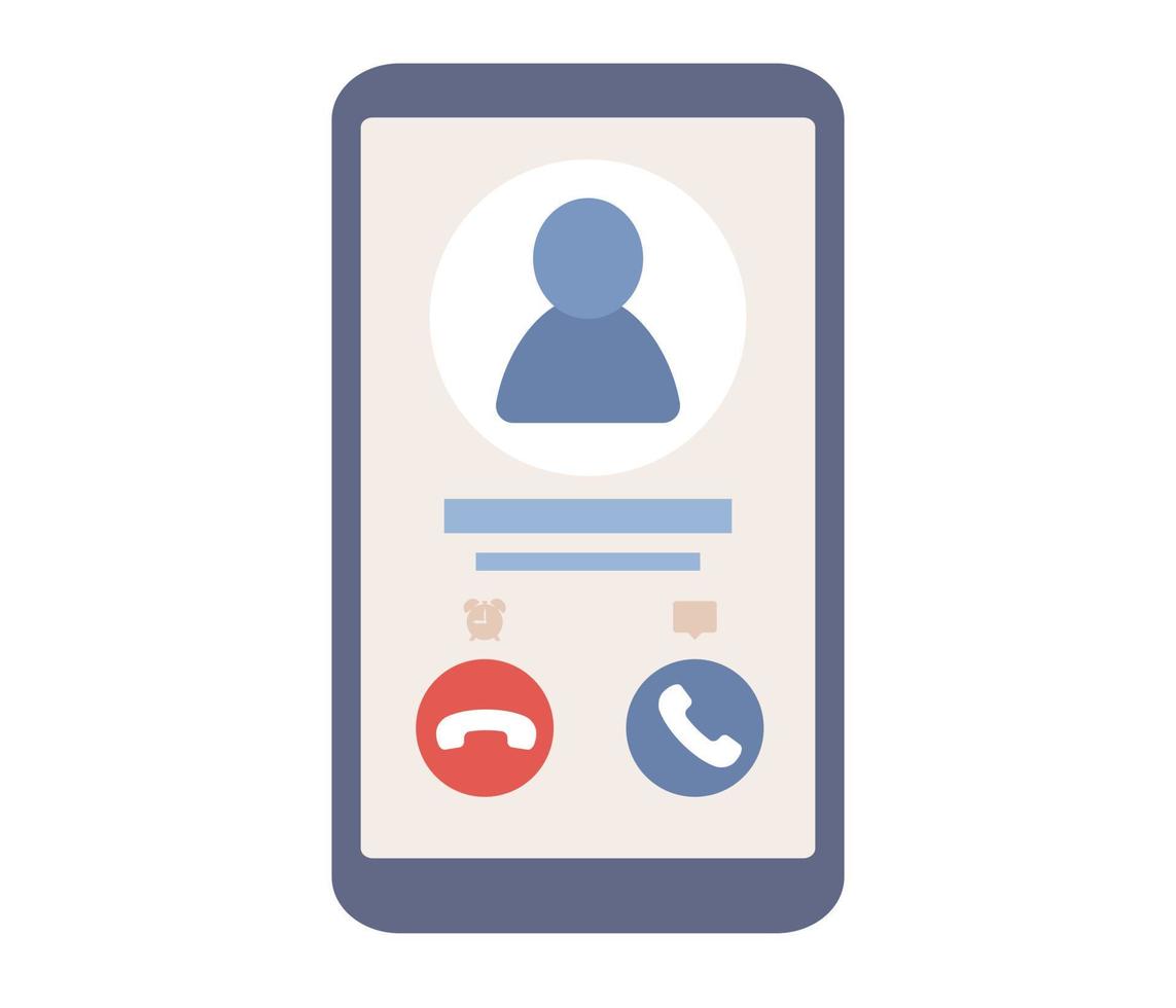 Incoming call on smartphone screen. Phone video call app. Vector flat illustration