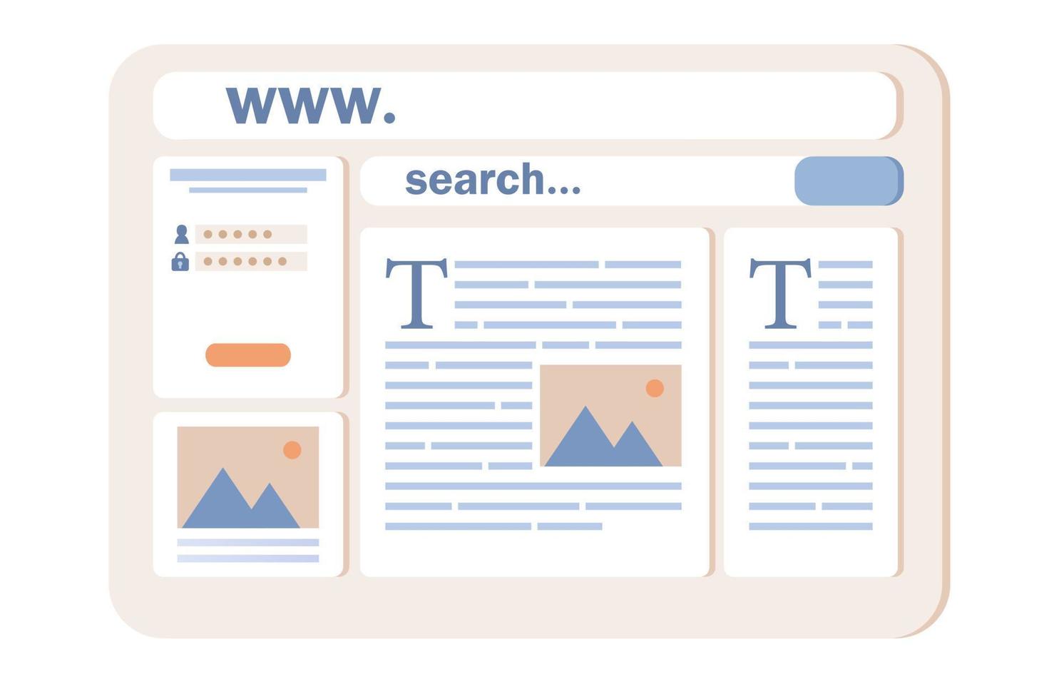 Web design icon. User interface development concept. Website layout online service or platform. Site creation with blocks in browser. Vector flat illustration