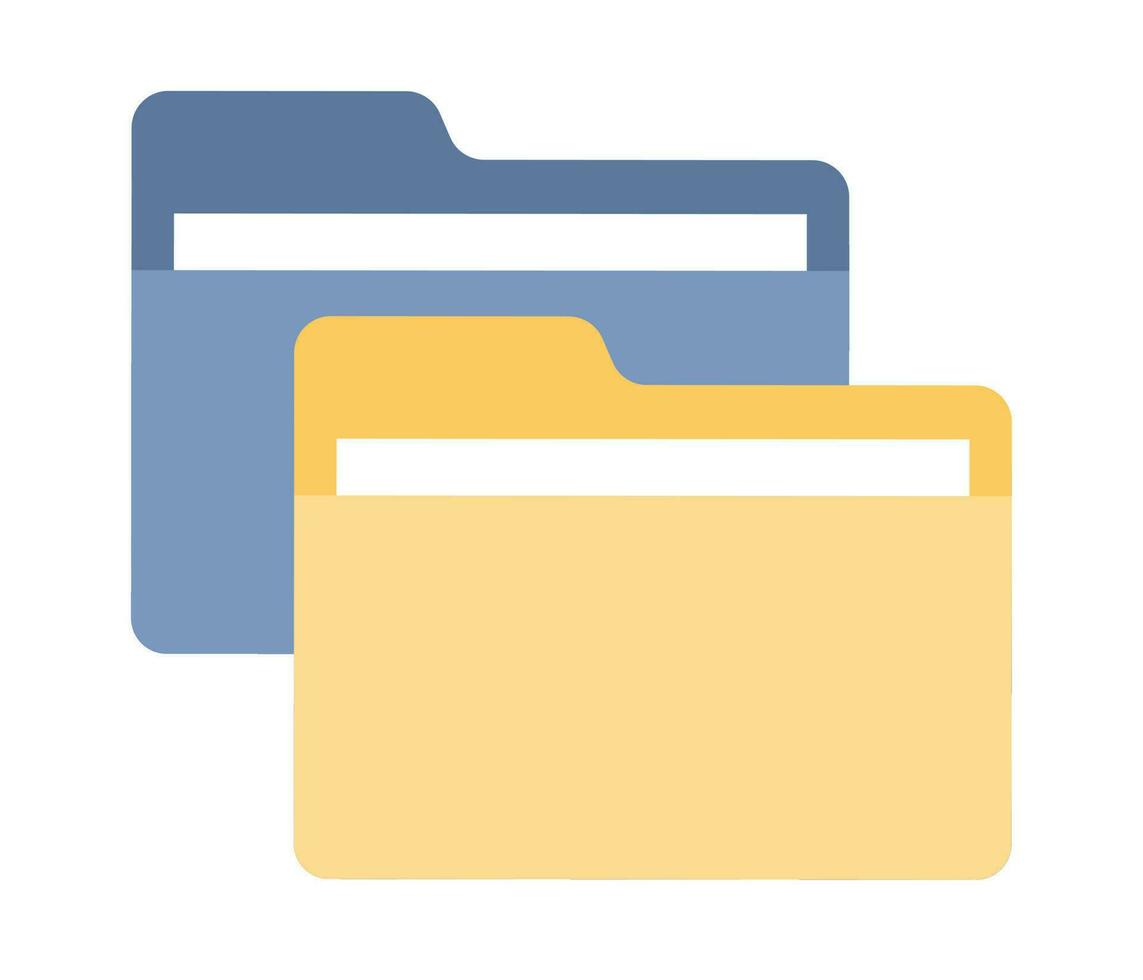 Blue and yellow folders icon. Office work sign. Document symbol. Vector flat illustration