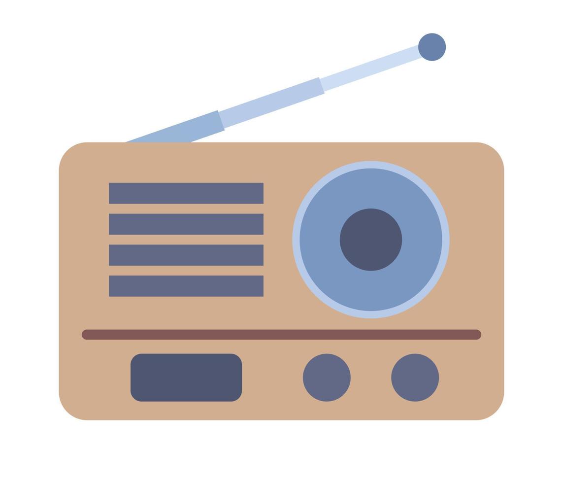 Old radio with antenna icon. Fm broadcast, radiocast concept. Vector flat illustration