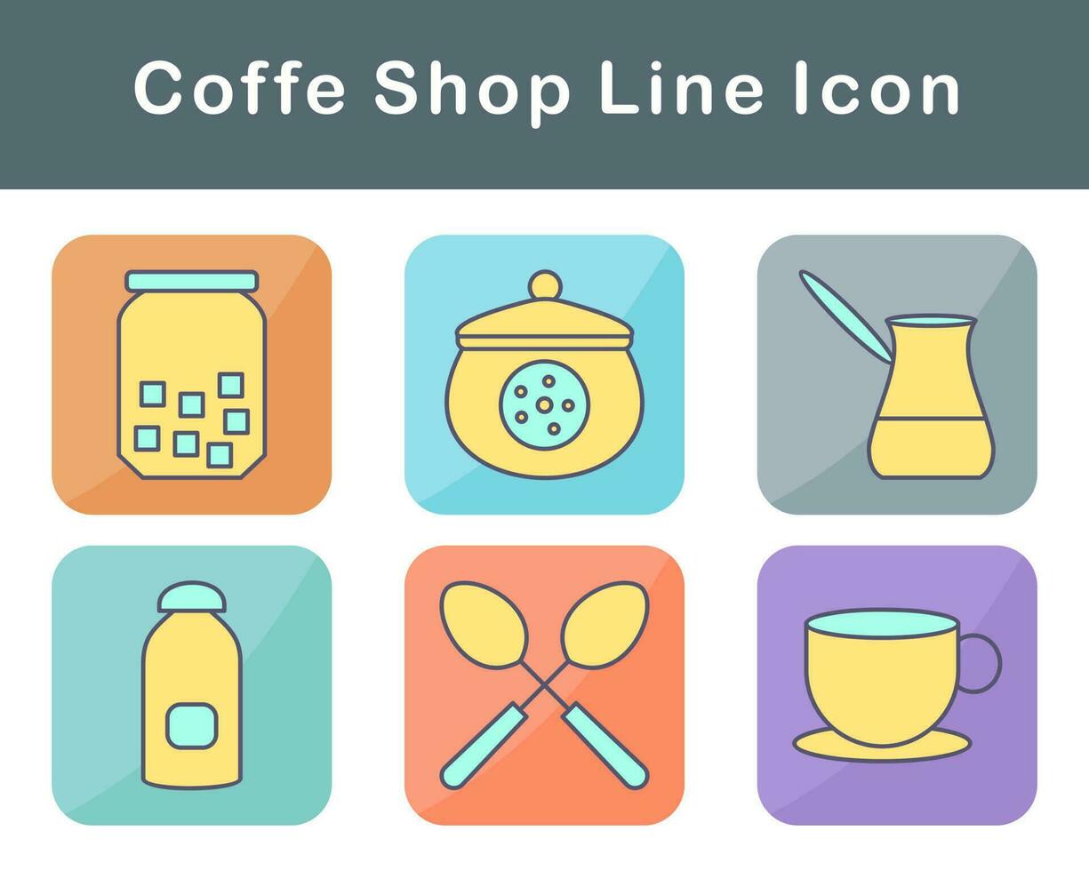 café tienda vector icono conjunto