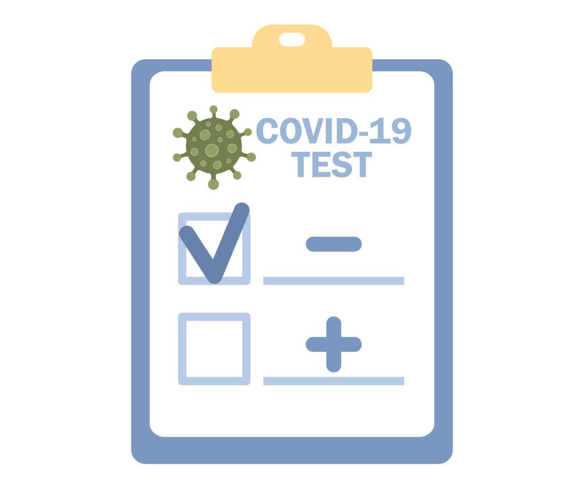 negativo covid-19 prueba resultado. virus y covid-19 pruebas. prevención de coronavirus. vector plano ilustración