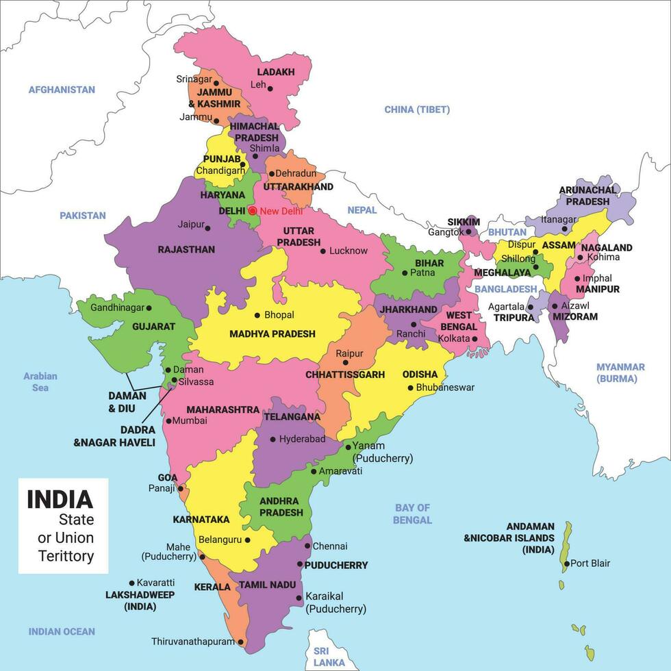 mapa de la india vector