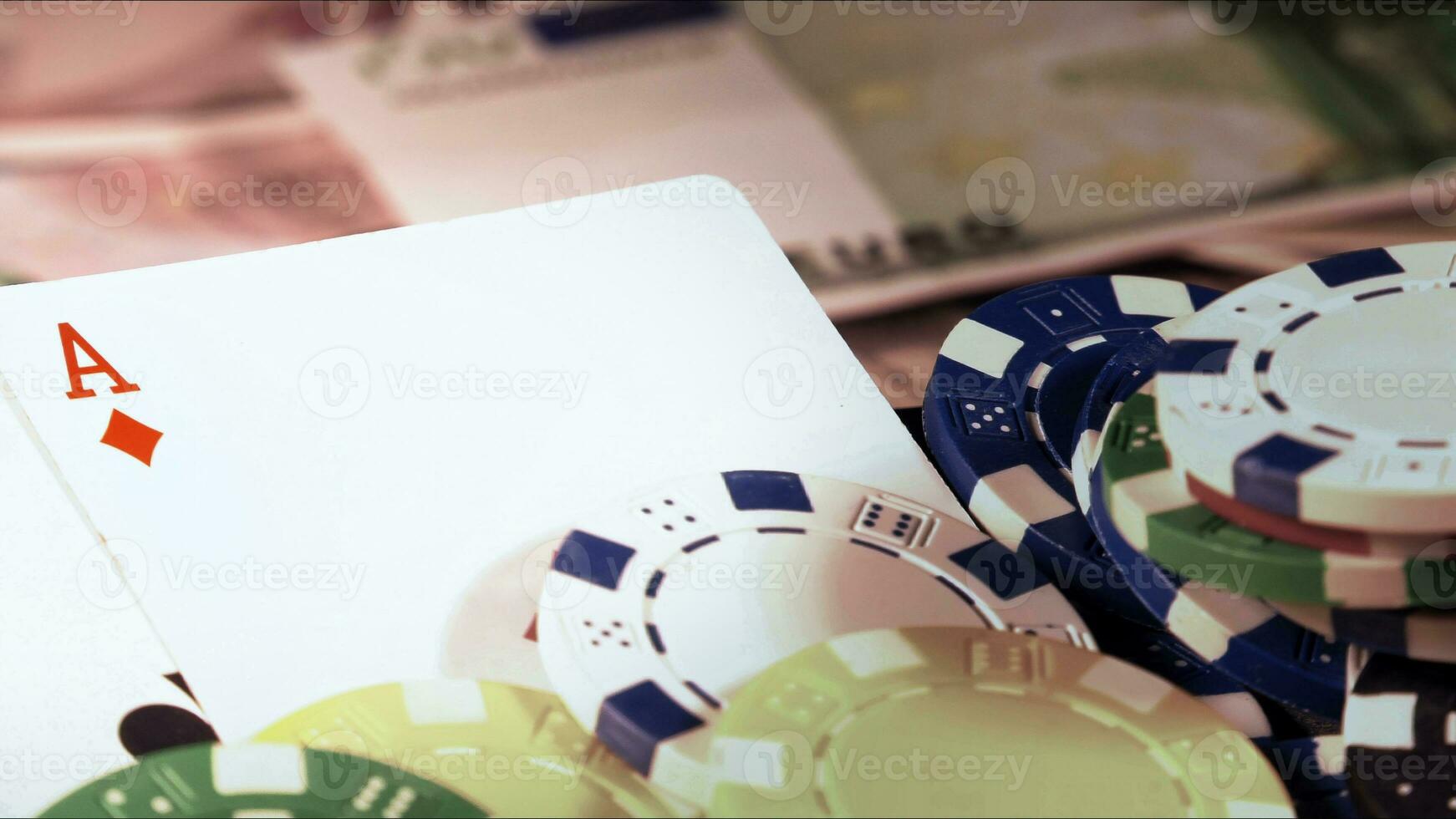 Game Gambling Tools Money Poker Chips and Poker Cards photo