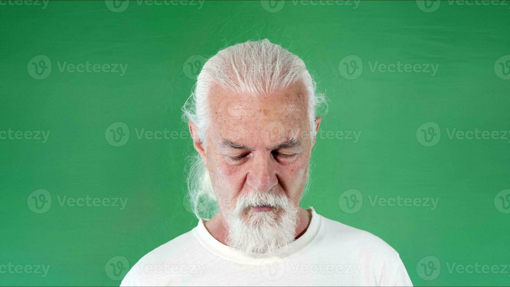 Old White Haired Man Looks So Sad photo