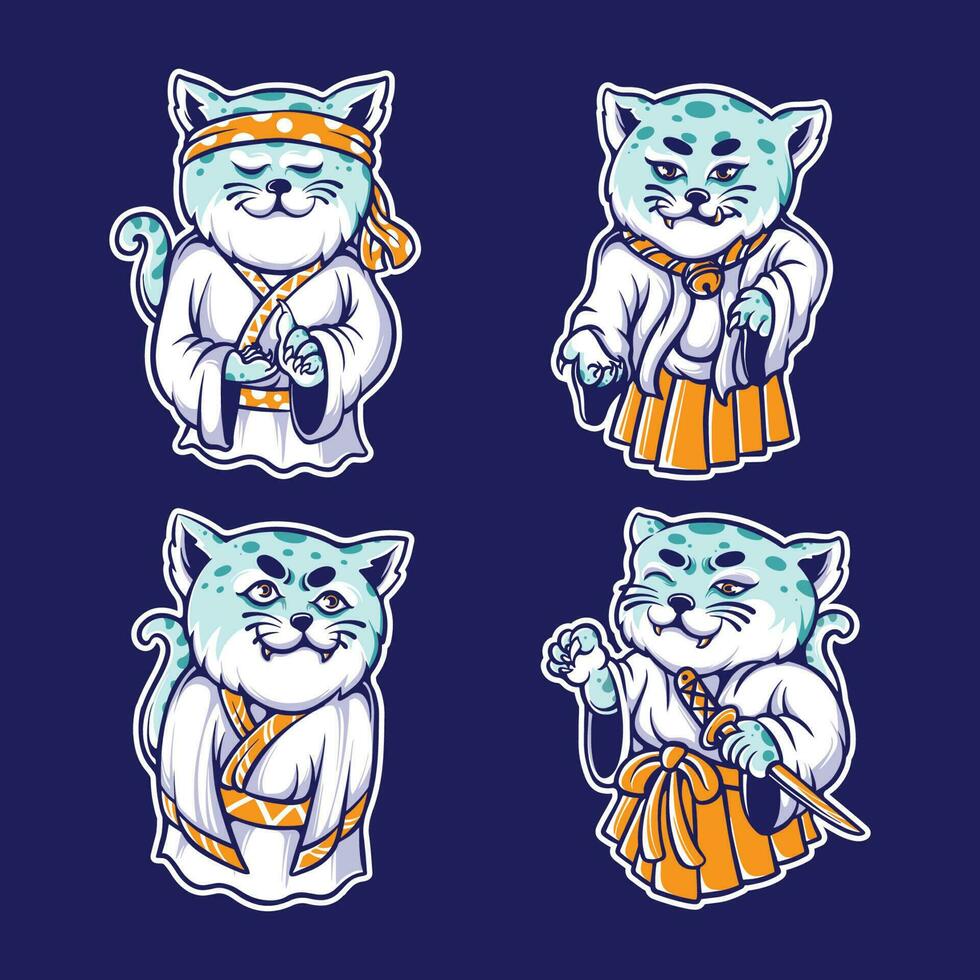 japonés linda neko personaje vector conjunto