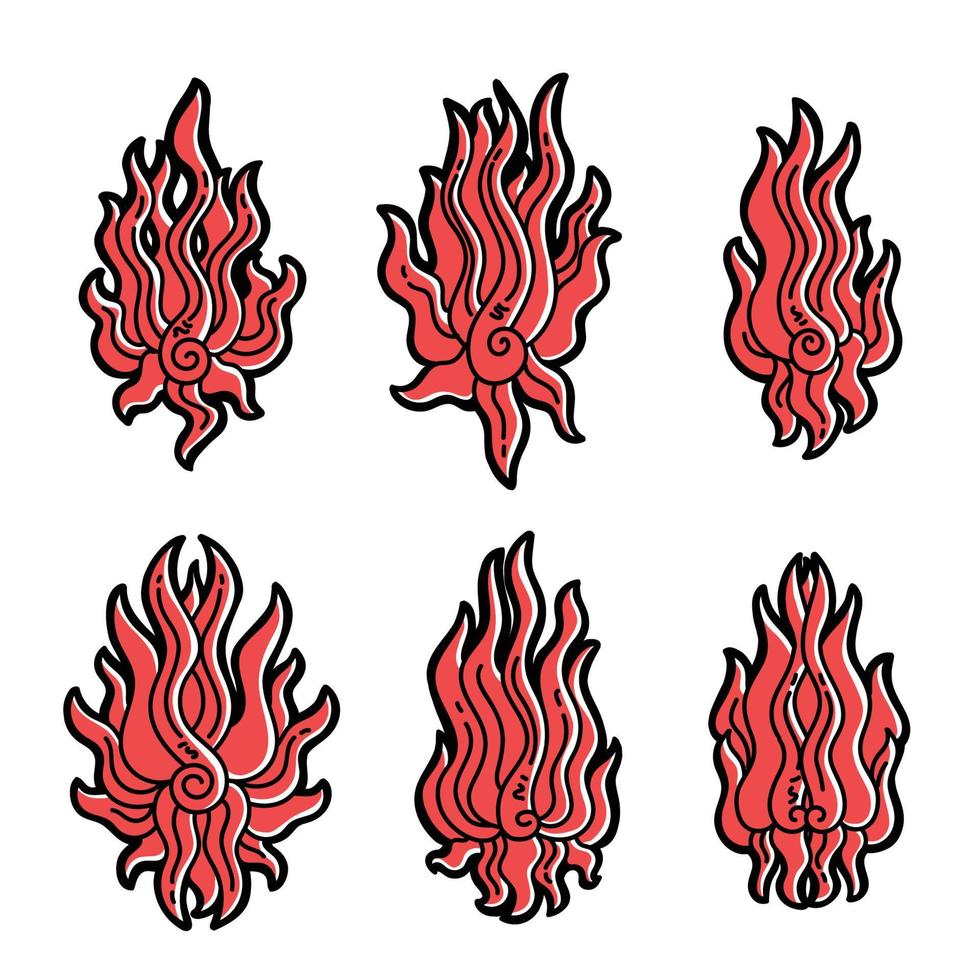 japanese fire element vector set