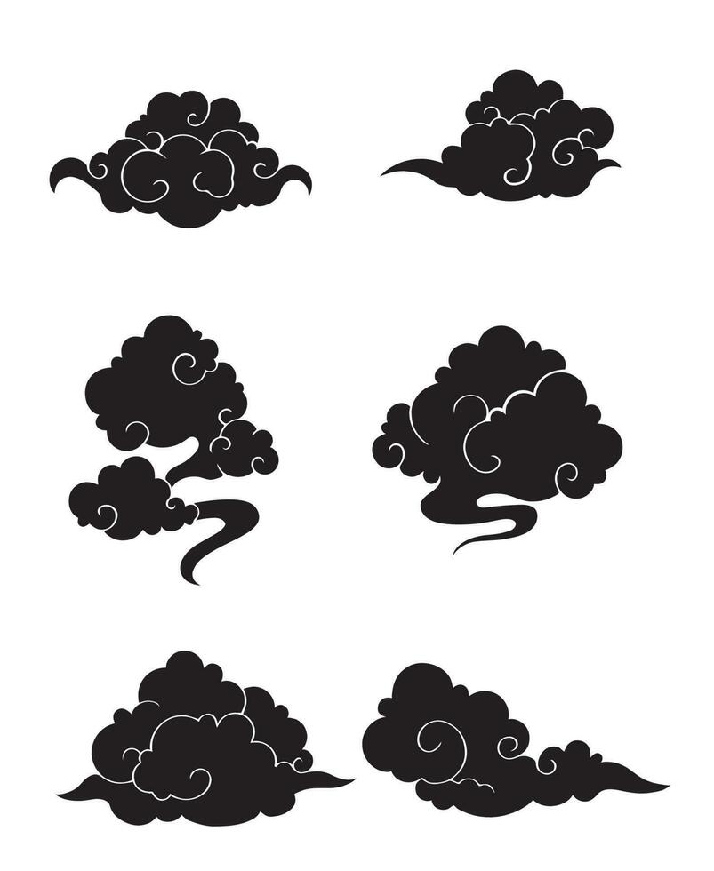 japanese cloud style vector set