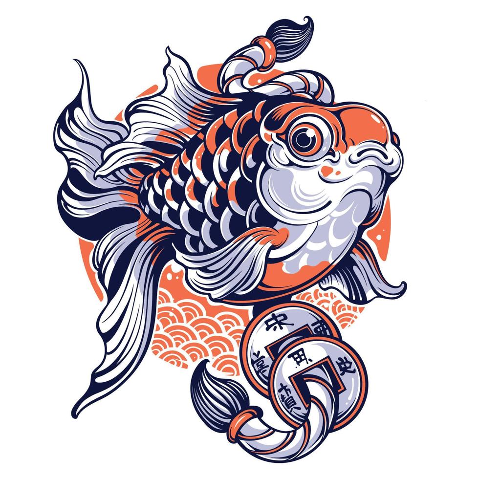 japonés linda pez de colores vector Arte