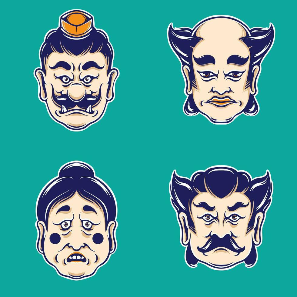 japanese-mask-character-vector-set-20645487-vector-art-at-vecteezy